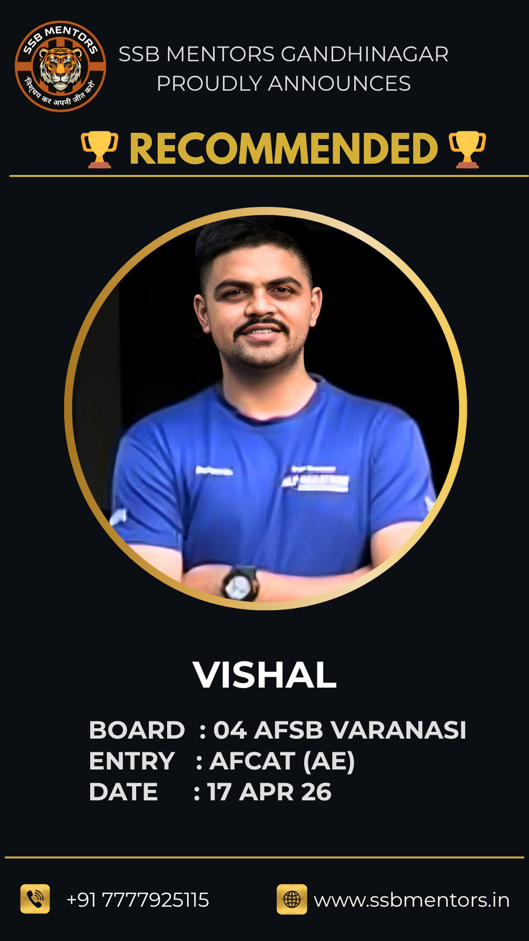 SSB Mentors recommended candidate success story